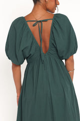 Sullivan Puff Sleeve Maxi Dress - Forest Green