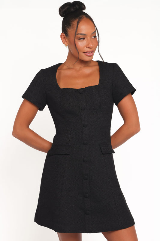 Sutton Mini Dress - Black Tweed