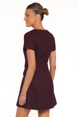 Sutton Mini Dress - Plum Tweed