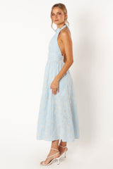 Taila Halterneck Midi Dress - Blue Floral