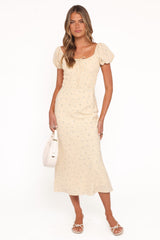 Teigan Midi Dress - Yellow Floral