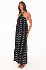 Theophania Maxi Dress - Black Polka Dot