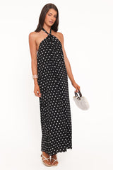 Theophania Maxi Dress - Black Polka Dot