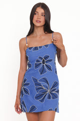 Tigris Mini Dress - Blue Floral