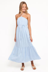 View Halterneck Maxi Dress - Pale Blue