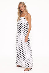 Virgo Maxi Dress - White Polka Dot