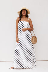 Virgo Maxi Dress - White Polka Dot