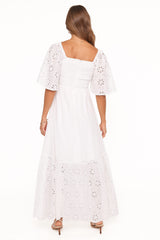 Xana Maxi Dress - White Broderie