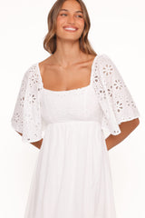 Xana Maxi Dress - White Broderie