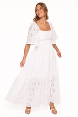 Xana Maxi Dress - White Broderie