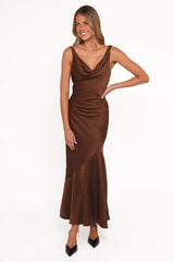 Zabrina Midi Dress - Brown Floral