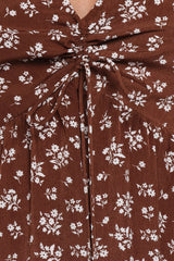 Zina Maxi Dress - Brown Ditsy Floral