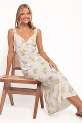 Zinnia Midi Dress - Yellow Floral
