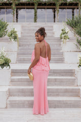 Zorina Halterneck Maxi Dress - Coral
