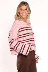 Albertine Cardigan - Pink Stripe