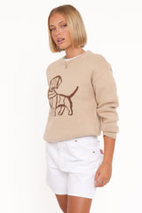 Amber Dachshund Sweater - Beige