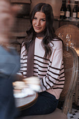 Eleanora Striped Knit Pullover Sweater - Pink