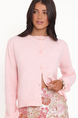 Fauna Tonal Floral Cardigan - Pink