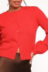 Fauna Tonal Floral Cardigan - Red