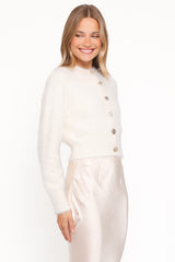 Jintie Vintage Button Cardigan - Cream