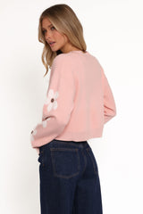 Lantana Flower Sleeve Cardigan - Pink