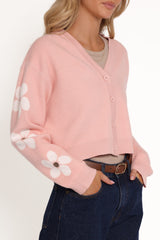Lantana Flower Sleeve Cardigan - Pink