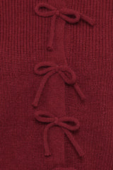 Wilde Bow Front Cardigan - Burgundy