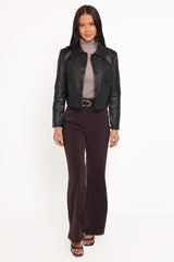 Hope Crop Faux Leather Jacket - Black
