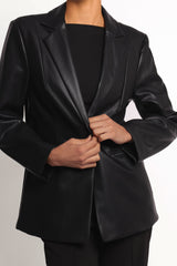 Jamie Faux Leather Blazer - Black