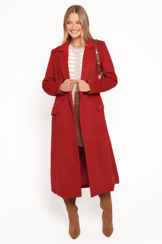 Jett Long Blazer Coat - Red