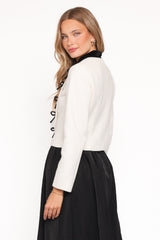 Jorah Twill Cropped Bow Jacket - Cream