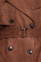 Micha Faux Suede Trench Coat - Brown