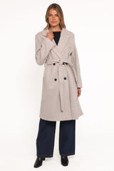 Nina Fur Collar Tie Waist Coat - Cream