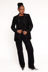 Ollie Burnout Blazer - Black Velvet