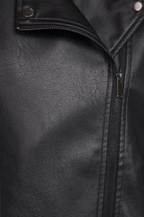 Parsons Oversized Faux Leather Moto Jacket - Black
