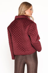 Roxanna Quilted Velvet Jacket - Wine