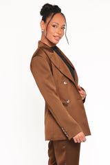Trina Satin Blazer - Brown