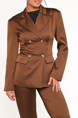 Trina Satin Blazer - Brown