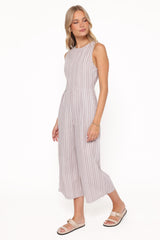 Ester Jumpsuit - Beige/White Stripe