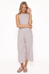Ester Jumpsuit - Beige/White Stripe