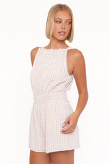 Felicity Romper - Beige Gingham