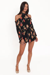 Hillary Romper - Black Floral