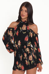 Hillary Romper - Black Floral