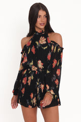Hillary Romper - Black Floral