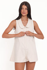 Lavina Collared Romper - Cream