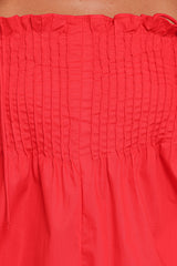 Liora Pleated Romper - Red