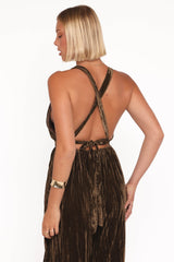 Melody Velvet Jumpsuit - Mocha Olive