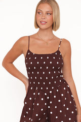 Paloma Jumpsuit - Chocolate Polka Dot