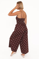 Paloma Jumpsuit - Chocolate Polka Dot
