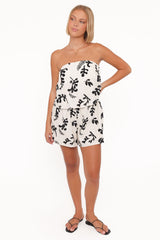 Ravenna Romper - Cream Black Floral